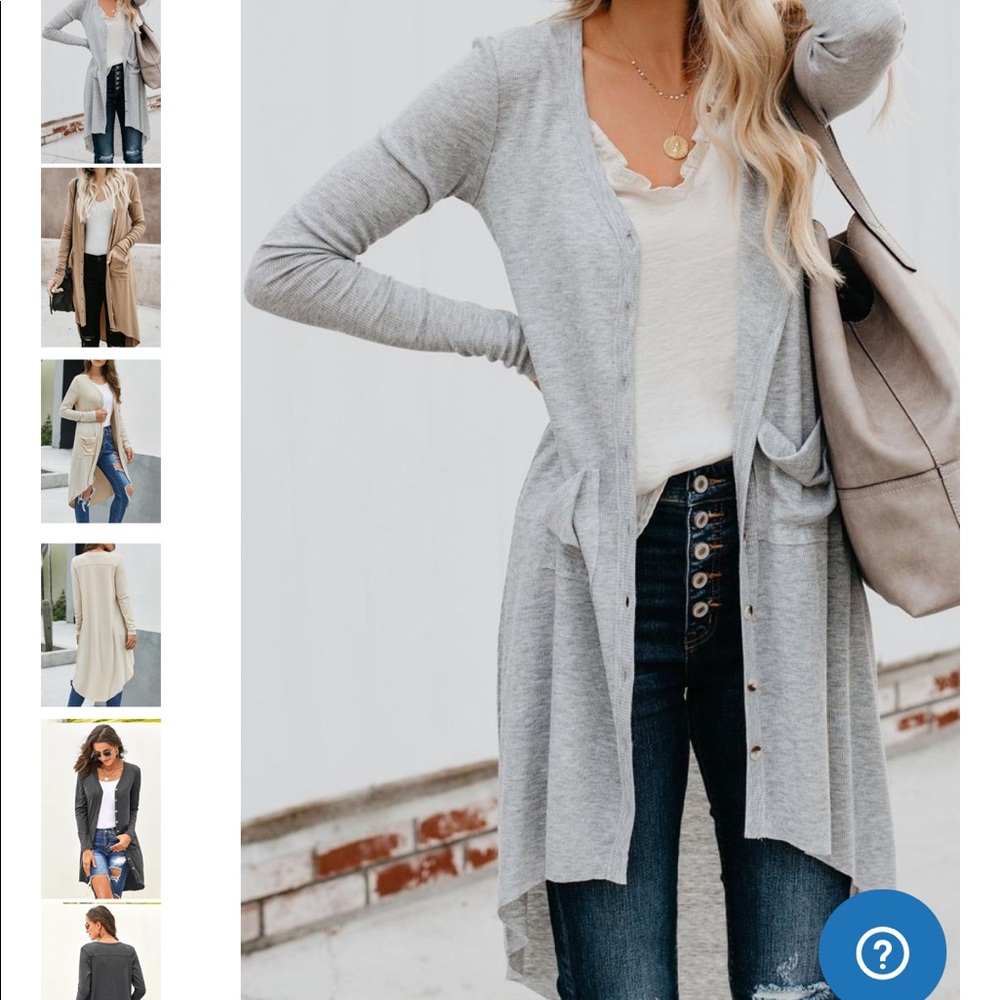 Wishlist Grey High Low Button Front Duster - image 1